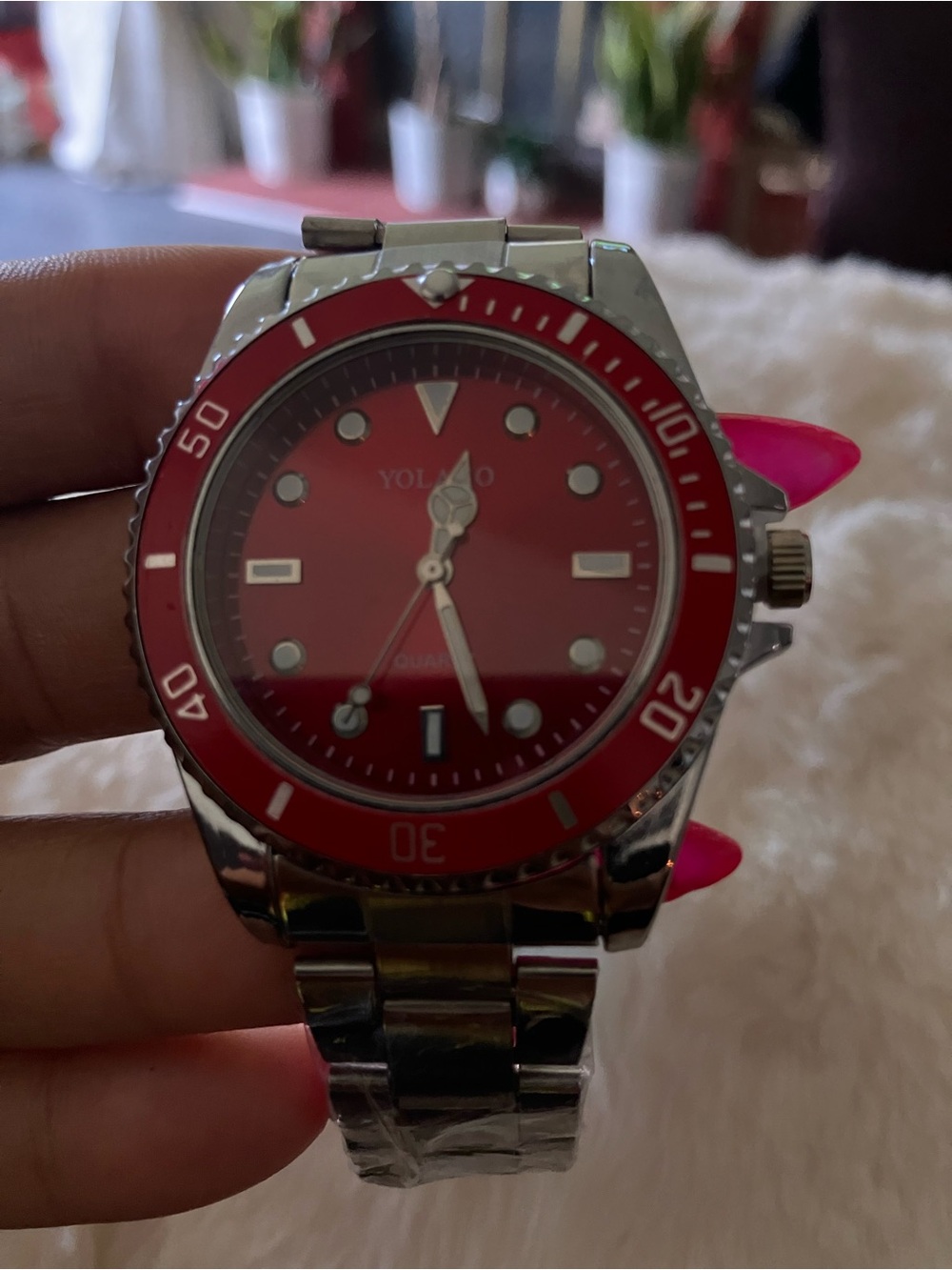 Men’s Red Stainless Steel Watch